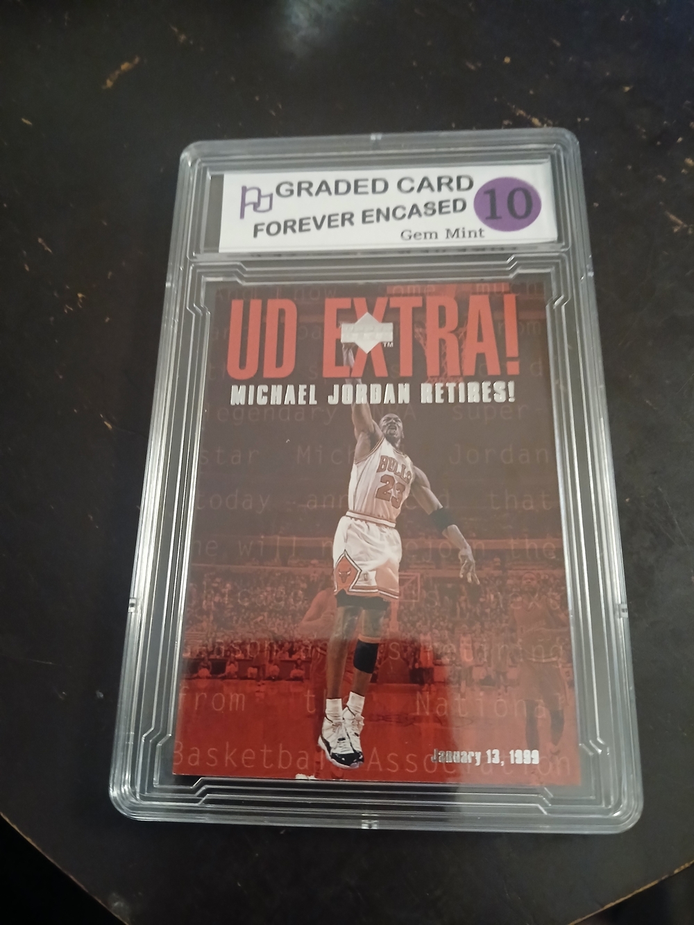 Michael Jordan Retires! Encased Trading Card - Red Compare At 79.